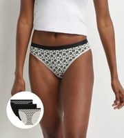 DIM LES POCKETS COTTON SLIP 3x - Women's cotton panties 3 pcs - black - white