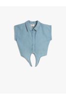 Koton Crop Denim Shirt Front Tie Detail Short Cotton