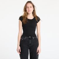 T-shirt Tommy Jeans Slim Scallop Rib Tee Black L