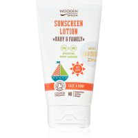 WoodenSpoon Baby & Family zaštitno mlijeko za sunčanje za cijelu obitelj SPF 50 150 ml