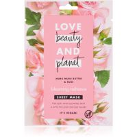 Love Beauty & Planet Blooming Radiance Muru Muru Butter & Rose платнена маска за озаряване на лицето 21 мл.