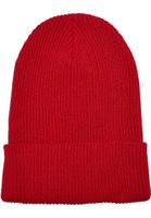 Ribbed knit cap made of recycled yarn red