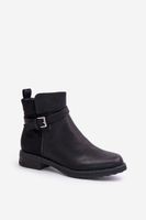 Insulated ankle boots with flat heel with strap black Sabamessa