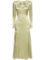 Silk Satin Midi Dress W/ Bow & Cutout