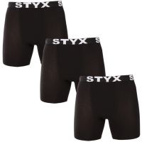 3PACK pánské boxerky Styx long sportovní guma černé (3UN960) S