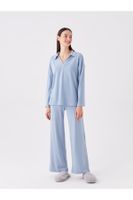 LC Waikiki Polo Neck Plain Long Sleeve Women's Pajama Set