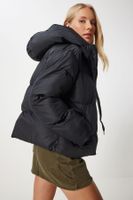 Happiness İstanbul Women's Black Hooded Puffer Coat