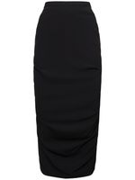 Fluid Wool Blend Draped Midi Skirt