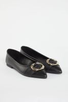 Trendyol Black Antique Buckle Pointed Toe Women's Ballerina