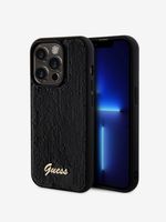 Guess Sequin Script Logo Zadní Kryt pro iPhone 14 Pro Max Black Etui za telefon ljubičasta