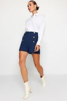 Trendyol Navy Blue Button Detailed Tweed Woven Shorts