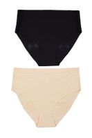 Trendyol Curve Black-Skin 2-Pack High Waist Non-Slip Plus Size Panties with Restorative/Corset Effect