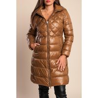 Lange Winterjacke Mit Hohem Kragen, Camel