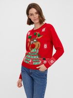 Vero Moda New Frosty Deer Pullover Rot