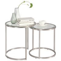 Xora SADA ZASÚVACÍCH STOLÍKOV, strieborná, kov, sklo, 46/41/46/41/48/43 cm