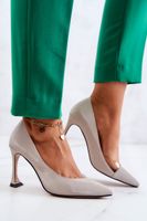 S. BARSKI Divatos bőr tűsarkú világosszürke Tamira