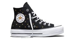 Converse Chuck Taylor All Star Lift Platform Embroidered Stars Dámske - Tenisky Converse - Čierna - A16113C-7 - Size: 7