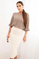 Kesi Włoski Women's viscose pencil skirt with elastic waist beige