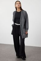 Trendyol Anthracite Contrast Piping Detailed Knitwear Cardigan