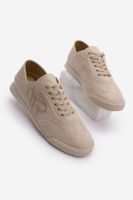 Marjin Women's Sneaker Embroidered Casual Sports Shoes Veslin Beige