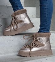 marka niezdefiniowana Dark beige platform snow boots insulated with fur Sapphi