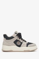 Estro: Szaro-czarne wysokie sneakersy damskie ze skóry i zamszu