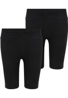 Girls' High Waist Cycling Shorts 2-Pack Black+Black