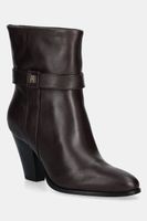 Kožené členkové topánky Tommy Hilfiger TH T-STRAP LEATHER POINTY BOOTIE