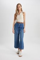 DEFACTO Culotte High Waist Ankle Length Wide Leg Jean Trousers