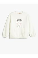 Koton Sweatshirt Rose Gold Cat Printed Round Neck Kangaroo Pocket Cotton