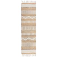 RUČNE TKANÝ KOBEREC, 230/60 cm, krémová, prírodná farba
