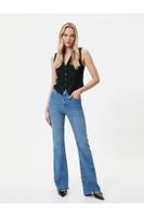 Koton Flared Leg Jeans Slim Fit High Waist Stretchy Cotton Pocket - Victoria Slim Jean