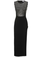Embellished Cady Envers Satin Midi Dress