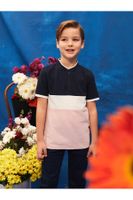 LC Waikiki LCW Kids Prevailing Collar Color Block Short Sleeve Boy's T-Shirt