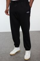 Trendyol Plus Size Black Oversize/Wide Cut Pocket Labeled Sweatpants