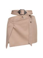Gabardine Cutout Belted Mini Skirt