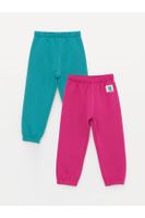 LC Waikiki Basic Baby Girl Tracksuit Bottom with Elastic Waist, Pack of 2