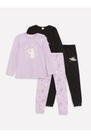 LC Waikiki Lcw Crew Neck Printed Long Sleeve Girl's Pajamas Set 2 Pieces