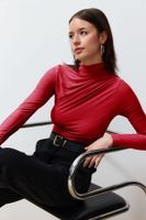 Trendyol Red Gathered Square Neck Body-Smoothing Flexible Knitted Blouse