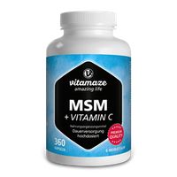 MSM Kapseln + Vitamin C, hochdosiert, 360 Kapseln, 1.334 mg organisches Schwefel Pulver pro Tag, 99,9% reines Methylsulfonylmethan | Vitamaze Sensilab