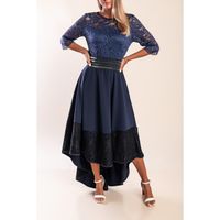 Elegantes Kleid Mit Spitze Bianca, Dunkelblau