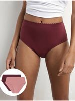 Sada dvoch dámskych nohavičiek v bordovej a ružovej farbe DIM Body touch highwaist brief