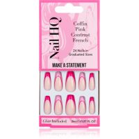 Nail HQ Coffin Pink Contrast French накладні нігті з клеєм 24 кс