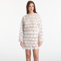 Michael Kors Mirror-Embellished Floral Crochet Top White L
