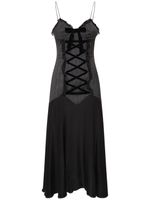 Pinstripe Wool Lace-up Midi Dress
