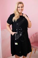 Kesi Włoski Dámské šaty Plus Size s kapsami a ozdobným pásem černá