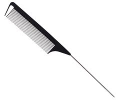 Tupírovací hrebeň s kovovým hrotom Detail - Hair style Metal Tail Comb - 24,5 cm, čierny