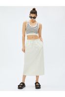 Koton Parachute Skirt Midi Pocket Detailed Waist Elasticated With Stopper.