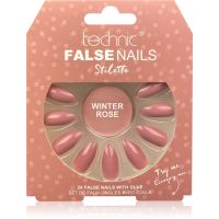 Technic Cosmetics False Nails Stiletto Изкуствени нокти Winter Rose 24 бр.