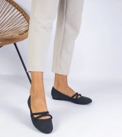 Gemre Baronna női fekete matt műbőr balerinacipő